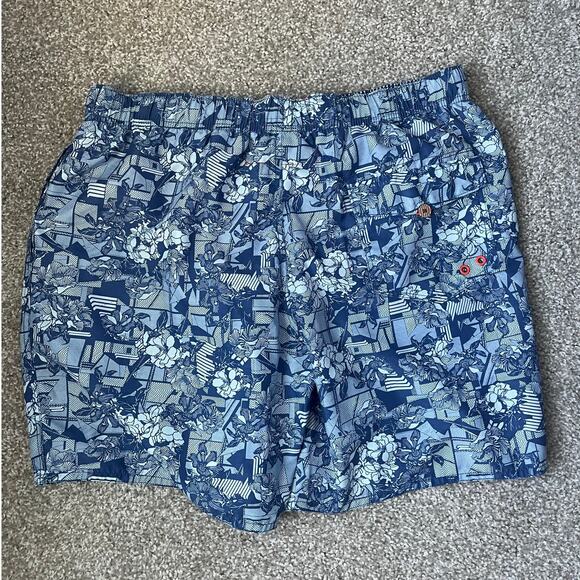 Ted Baker Swim Trunks Blue Floral Beach Pool Vacation Resort Mens Size 5 - Picture 3 of 13